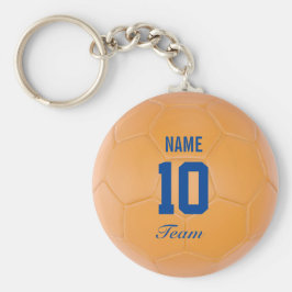 Orange Blue Team Occer Ball Personlig Namn Nyckelring