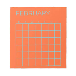 Orange Blue Tosca februari ej uppdaterad kalender Anteckningsblock