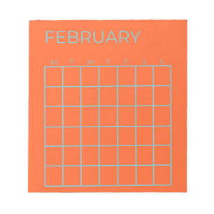 Orange Blue Tosca februari ej uppdaterad kalender Anteckningsblock