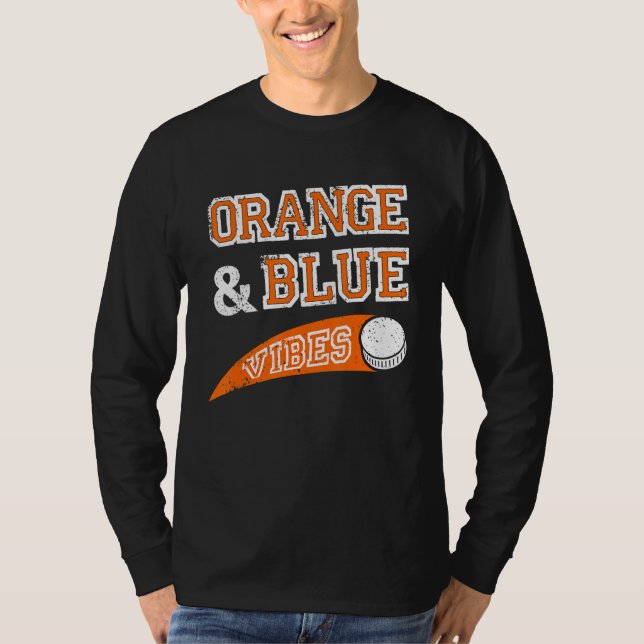 Orange & Blue Vibes Hockey Team Fan T Shirt (Framsida)