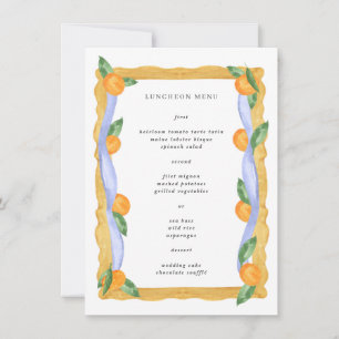 Orange Blue White Chinoiserie Luncheon Menu Card Inbjudningar
