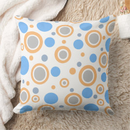 Orange Blue White Silver Polka dots Kudde