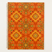 Orange Boho Abstrakt Flower Mönster Decorative