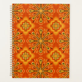 Orange Boho Abstrakt Flower Mönster Decorative