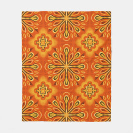 Orange Boho Abstrakt Flower Mönster Decorative Fleecefilt