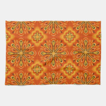Orange Boho Abstrakt Flower Mönster Decorative