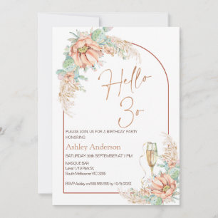 Orange Boho Cactus 30års födelsedag-partiets inbju Inbjudningar