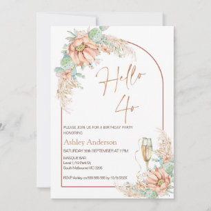 Orange Boho Cactus 40:e födelsedagsinbjudan Inbjudningar