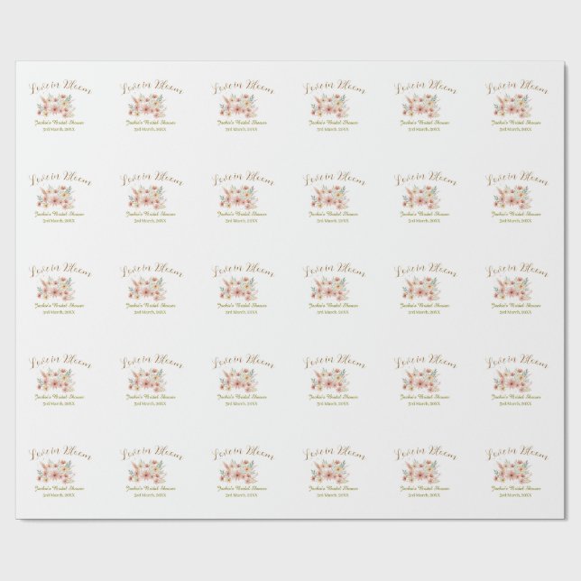 Orange boho kärlek i blom bröllopsdusch namn retro presentpapper (Platt)
