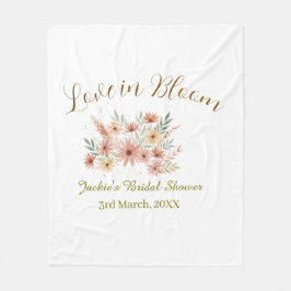 Orange boho kärlek i blom bröllopsfest namnet retr fleecefilt