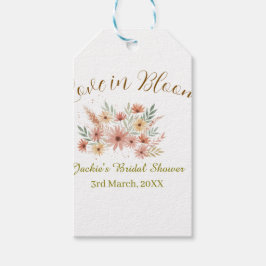 Orange boho kärlek i blom bröllopsfest namnet retr presentetikett