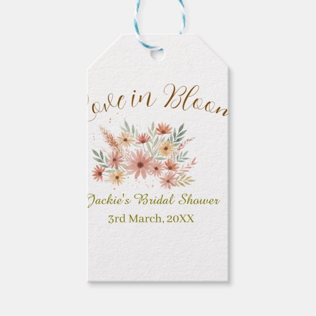 Orange boho kärlek i blom bröllopsfest namnet retr presentetikett (Framsidan)