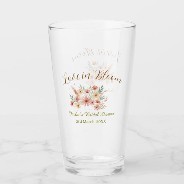 Orange boho love in Bloom bridal shower name retro Glaskopp (Framsida)