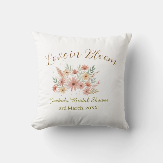 Orange boho love in Bloom bridal shower name retro Kudde (Framsida)