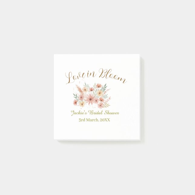 Orange boho love in Bloom bridal shower name retro Post-it Block (Framsida)