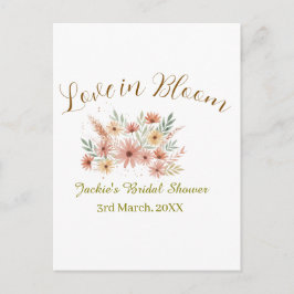 Orange boho love in Bloom bridal shower name retro Vykort