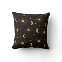 Orange Boho Måne och Sol på Mörkbrun