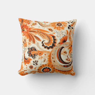 Orange Boho Paisley Seamless Mönster Kudde