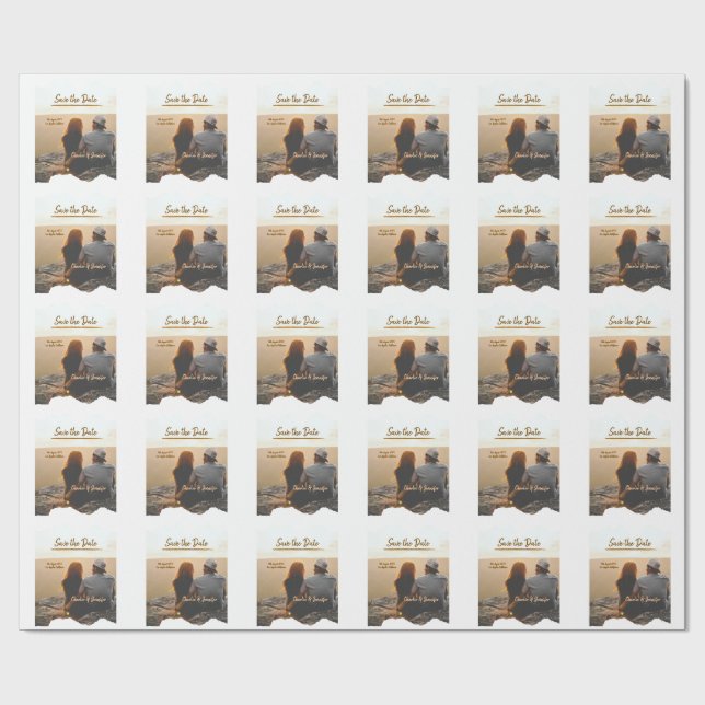 orange boho sparar det moderna fotoparet namn presentpapper (Platt)