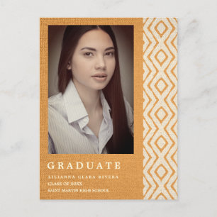 Orange Boho Struktur Photo Unisex Studenten Meddelande Vykort