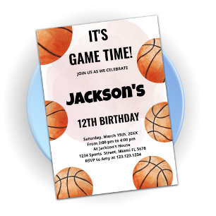 Orange Bollar Basketball Birthday-inbjudningar Inbjudningar