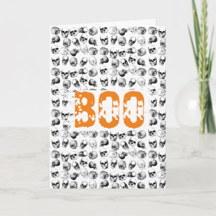 Orange Boo Halloween kuslig dödskalle mönster Kort