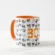 Orange Boo Halloween kuslig dödskalle-mönster