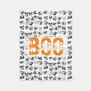 Orange Boo Halloween Spooky Skull Mönster Fleecefilt