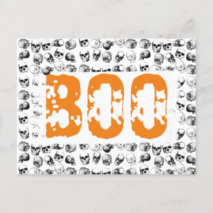 Orange Boo Halloween Spooky Skull Mönster Helg Vykort