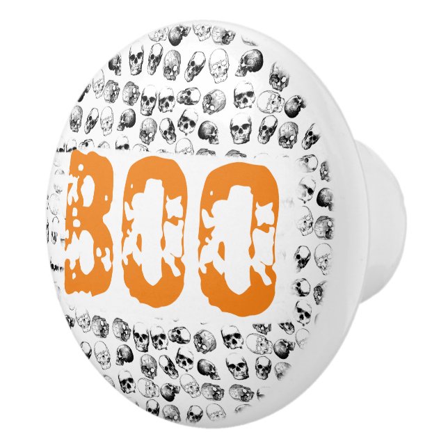 Orange Boo Halloween Spooky Skull Mönster Knopp (Höger)