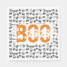 Orange Boo Halloween Spooky Skull Mönster