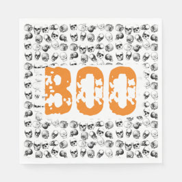Orange Boo Halloween Spooky Skull Mönster Pappersservett