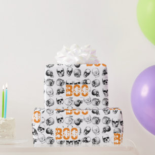 Orange Boo Halloween Spooky Skull Mönster Presentpapper