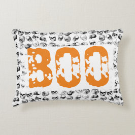 Orange Boo Halloween Spooky Skull Mönster Prydnadskudde
