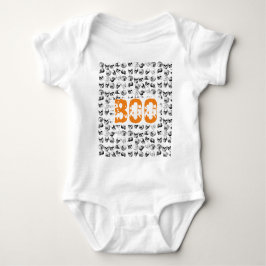 Orange Boo Halloween Spooky Skull Mönster T Shirt
