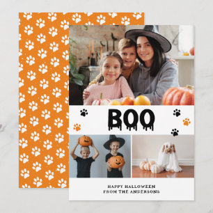 Orange Boo Pet Photo Happy halloween Card Julkort