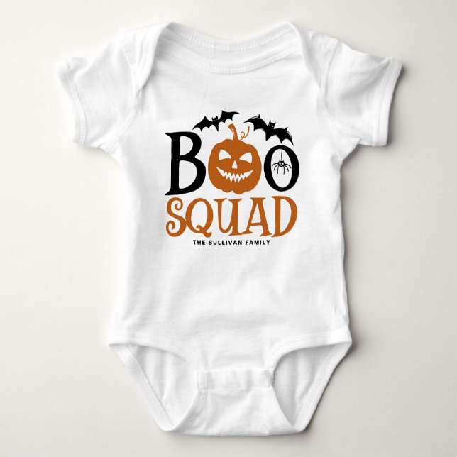 Orange Boo Squad Spooky Lettering Halloween T Shirt (Framsida)