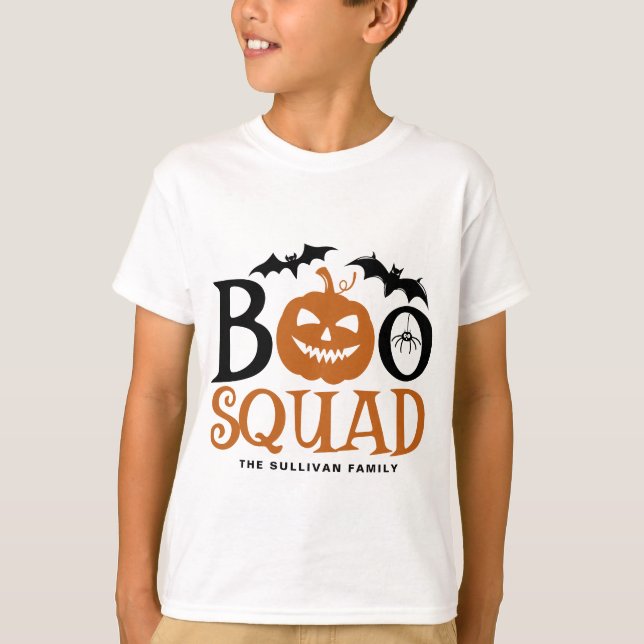 Orange Boo Squad Spooky Lettering Halloween T Shirt (Framsida)