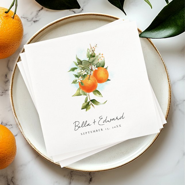 Orange Botanical Boho Bröllop Napkins Pappersservett (Skapare uppladdad)