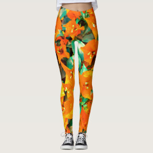 Orange Bougainvillea Leggings
