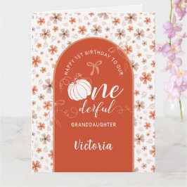 ORANGE BOW & ARCH FALL PUMPKIN FLOWERS BIRTHDAY KORT