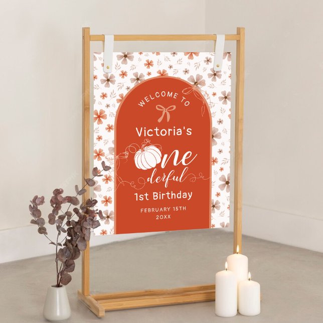 ORANGE BOW & ARCH FALL PUMPKIN FLOWERS BIRTHDAY POSTER (Skapare uppladdad)