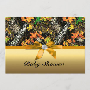 Orange Bow Camo Baby Shower Party-inbjudan Inbjudningar
