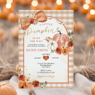Orange Bow Fall Pumpkin Pumpkin Baby Shower Inbjudningar