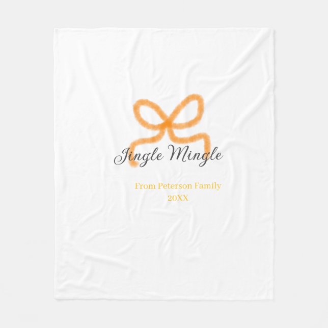 Orange bow jingle Mingle retro boho family namdate Fleecefilt (Framsidan)