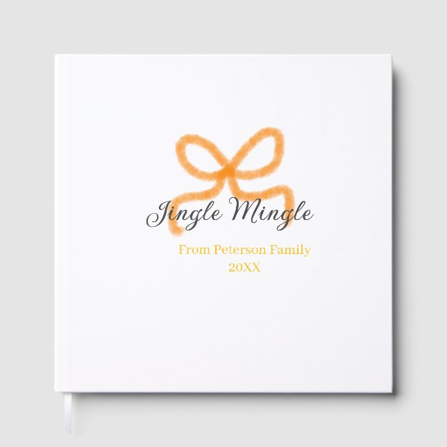 Orange bow jingle Mingle retro boho family namdate Gästböcker (Framsida)