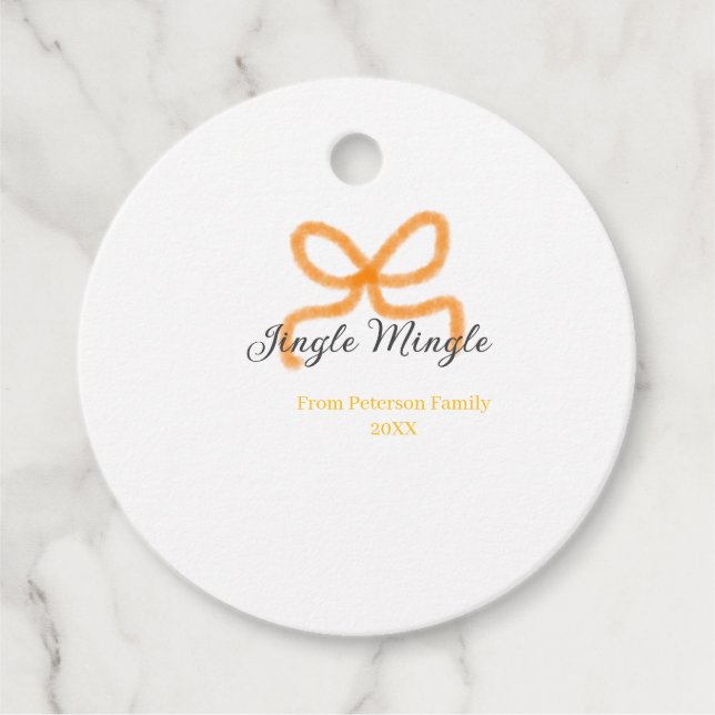 Orange bow jingle Mingle retro boho family namdate Gåvor Etiketter (Framsida)