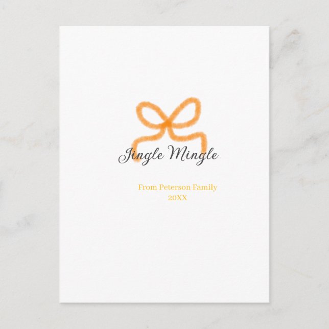 Orange bow jingle Mingle retro boho family namdate Helg Vykort (Framsida)