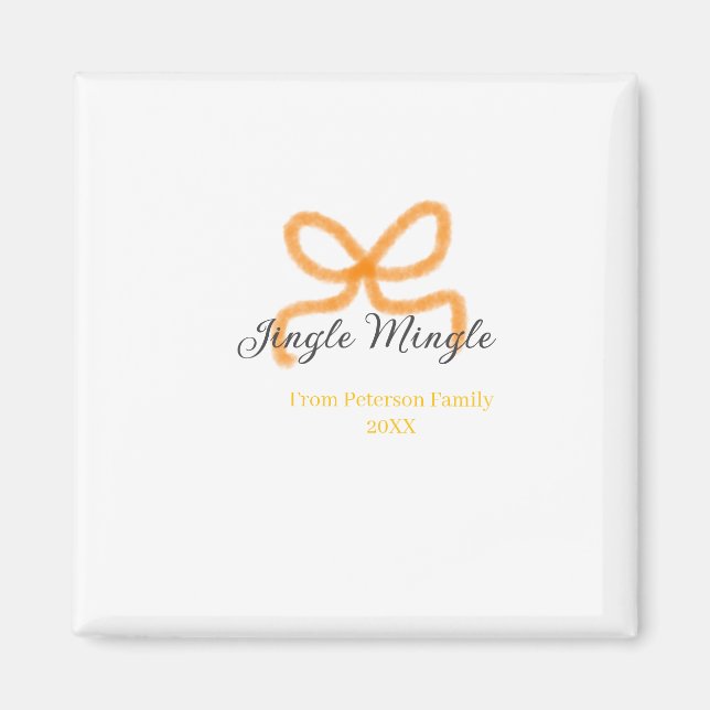 Orange bow jingle Mingle retro boho family namdate Magnet (Framsidan)