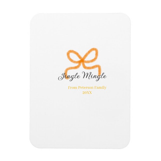 Orange bow jingle Mingle retro boho family namdate Magnet (Vertikal)